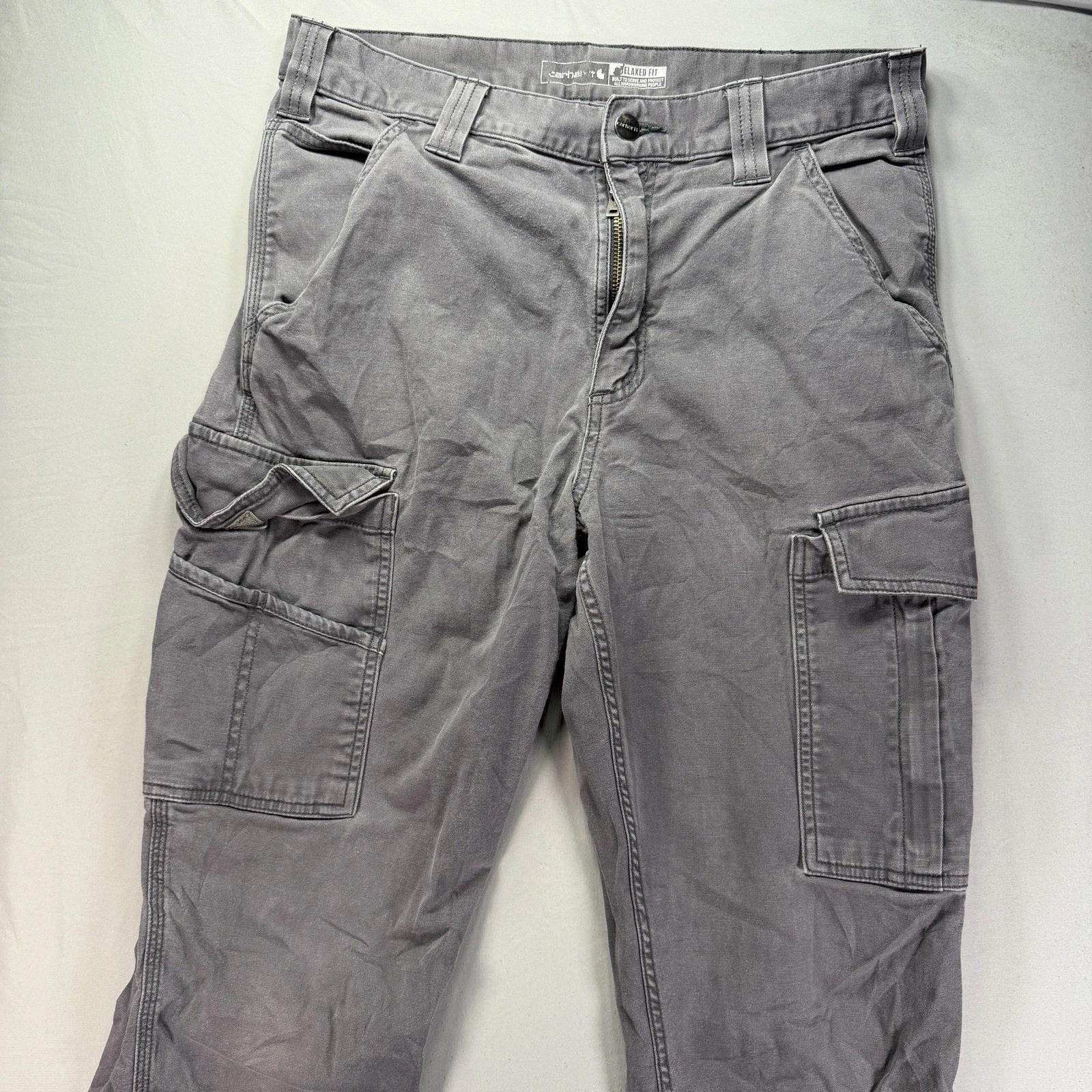 Carhartt Cargo Pants Mens 32x36 Gray Rugged Flex Canvas Work Relaxed Fit