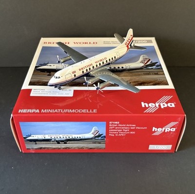 Herpa Wings British World Airlines Vickers Viscount 800 1 200 G