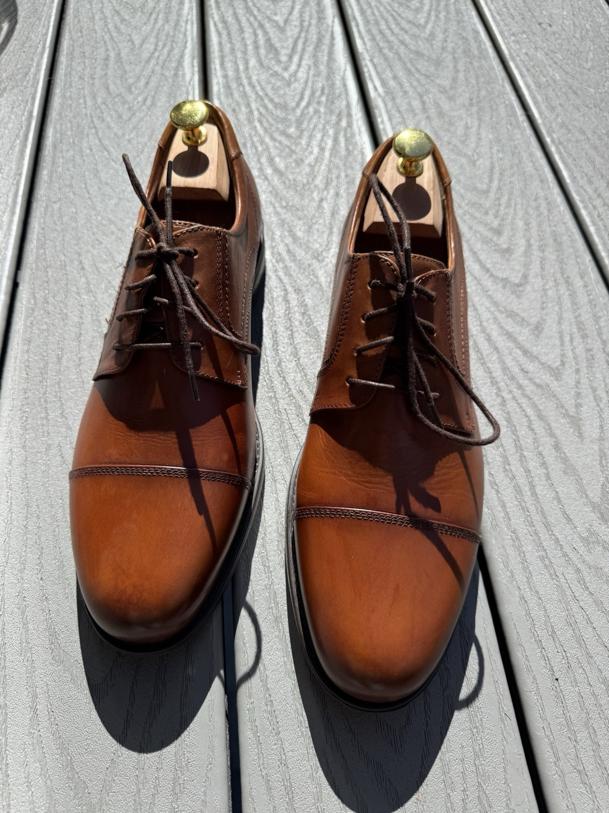 SAOLA Scarpa elegante uomo Florsheim Corbetta punta a cappuccio derby pelle cognac 10 5EE