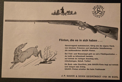 7. J.P. Sauer & Sohn GmbH Sauer Flinten Gewehr Werbung Reklame 1963