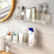 2Pc Acrylic Wall Mount Organizer, Adhesive Shelf, Bathroom Shelves for Wall, Sel