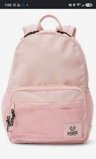 PINK Mesh Front Pocket Backpack Pink Zip Logo Adjustable Straps Black Hardware