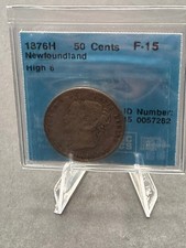 1876H Newfoundland 50 cent Obverse 2 ICCS Graded F15