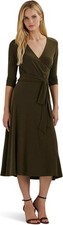LAUREN Ralph Lauren Women's Size 14 Olive Surplice Wrap Dress