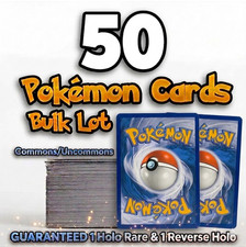 Pokemon 50 Card Bulk Lot - Common, Uncommon  GUARANTEED 1 Holo  1 Reverse Holo