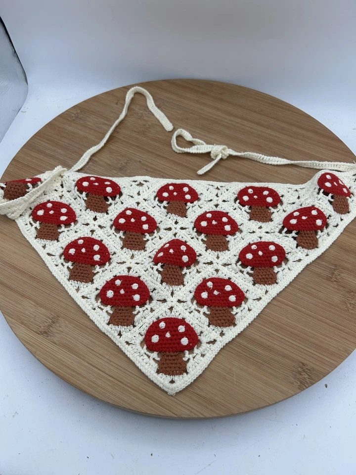 Diadema Bandana Ganchillo Setas, Hippie Triángulo Cabeza/Bufanda Pelo Psicodélica Foto 4 de 4