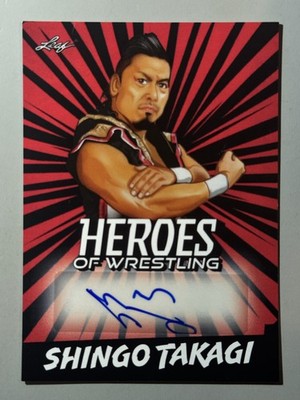 Shingo Takagi Auto 2023 Leaf Heroes Wrestling Red Border SP NJPW Dragon #BA-ST1