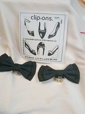 Vtg S.G. D'OR Black Bow Shoe Charm Clip-Ons, Solid Fabric/Metal, Women s