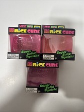 NeeDoh Nice Cube Squeeze Ball, Super Solid Squish Pink And Two Purple