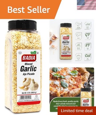 Savory All-Natural Garlic Minced - 1.5 lb, No Additives, Long Shelf Life