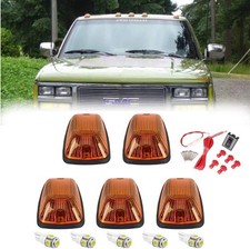 5 X Cab Roof Marker Lights Amber Lens White LED Compatible with 1988-2002 Che...