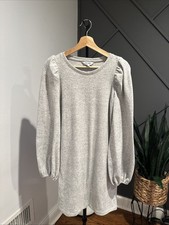 Nine West Long Sleeve Grey Puff-sleeve Sweatshirt Dress