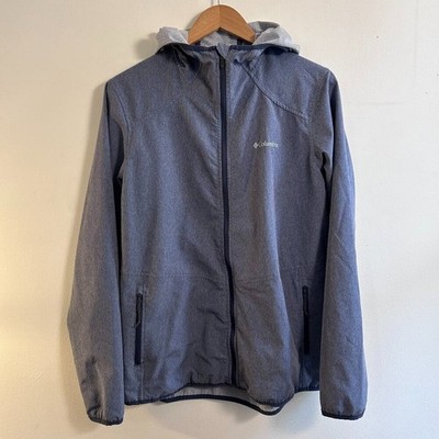 Columbia Heathered Softshell Hooded Jacket Blue Large Excellent