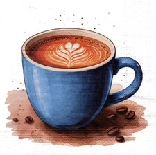  2 Two Paper Lunch Napkins for Decoupage/Mixed Media - Coffee Latte beverage