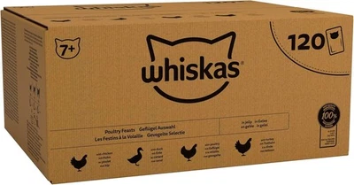 BRANDED WHISKAS WHISKAS - 7+ Senior Wet Cat Food Pouches 120 x 85 g In Jelly Bulk Cat Food Me