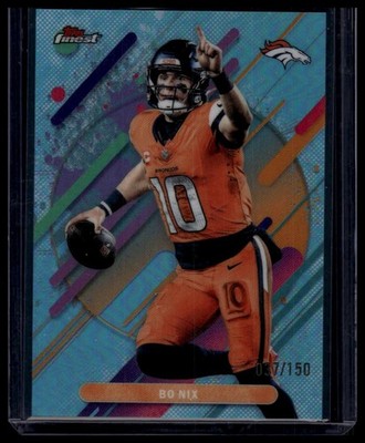 2025 Finest #231 Bo Nix Sky Blue Refractor #/150 Rare