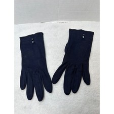 VTG 70s Hansen Milwaukee Gloves Women 6.5 Navy Blue Nylon Button Wrist Japan