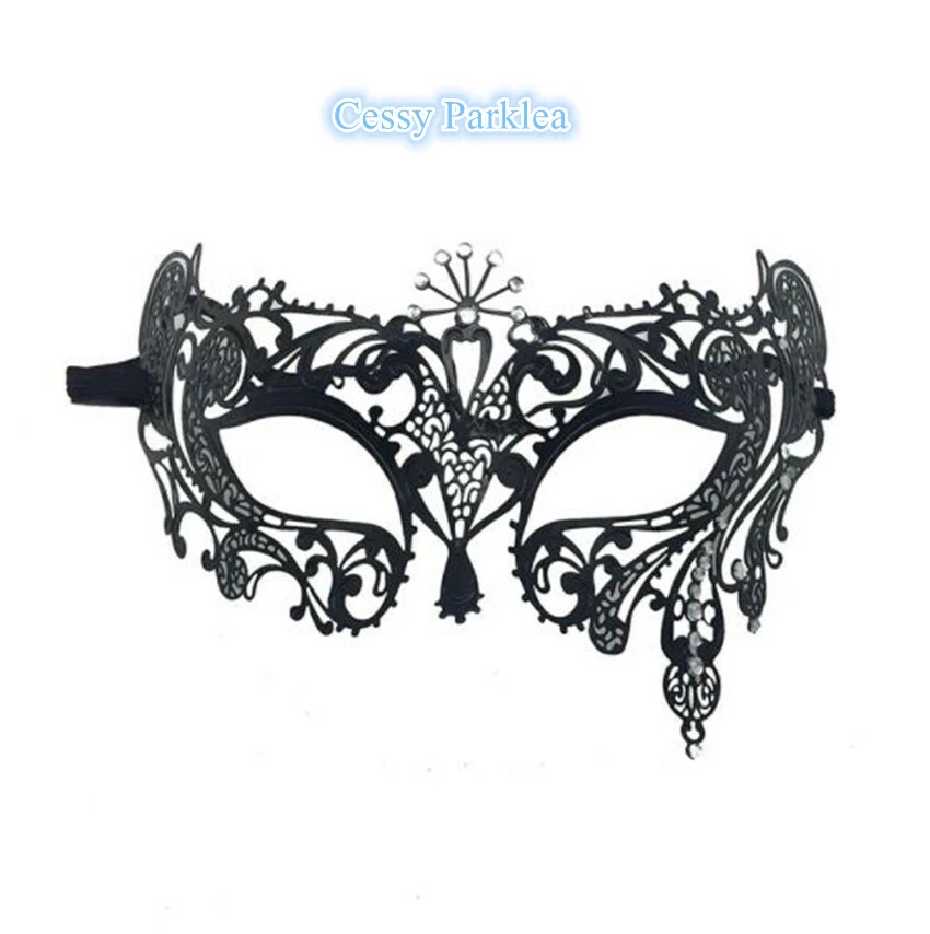 SNF23Luxury Couples Glitter  Venetian Party Masquerade Masks w/ Rhinestone Black - Image 2 of 4