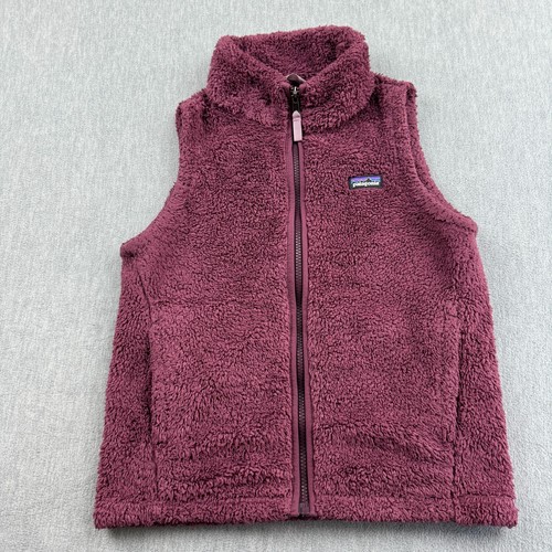 Patagonia Vest Girls Youth Large Maroon Full Zip Los Gatos Fleece Sherpa 65490