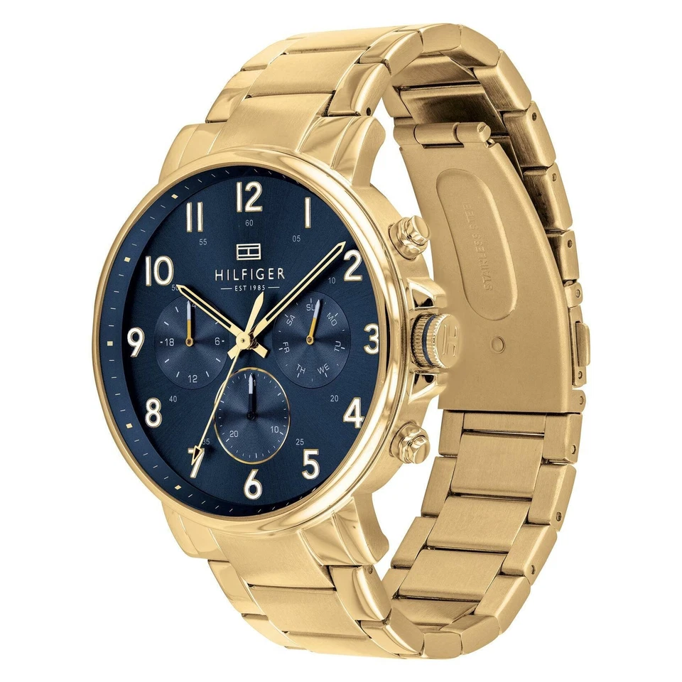 TOMMY HILFIGER 1710384 DANIEL BLUE DIAL GOLD BRACELET CHRONOGRAPH MENS WATCH - Image 2 of 4