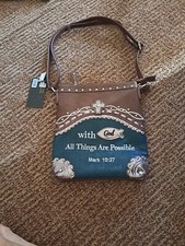 NWT Cowgirl Trendy Shoulder Handbag Rhinestones Lg Silver Buckles NEW