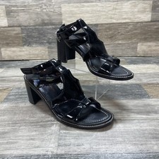 Donald Pliner Caren Sandals Women's 6.5 Black Block Heel Made In Italy