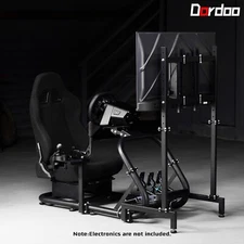 Dardoo Racing Sim Cockpit With Monitor Stand Seat Fit Logitech G920 Thrustmaster