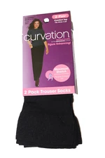 Curvation Curvaceous 1 Comfort Top Black Maximum Stretch  2- Trouser Socks  9521