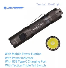 JETBEAM TH10R Tactical Flashlight 2000LUMEN USB C Rechargeable Power Bank Torch