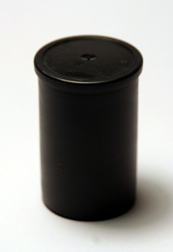Twenty (20) 35mm film cans canisters containers- Ilford black with black lids