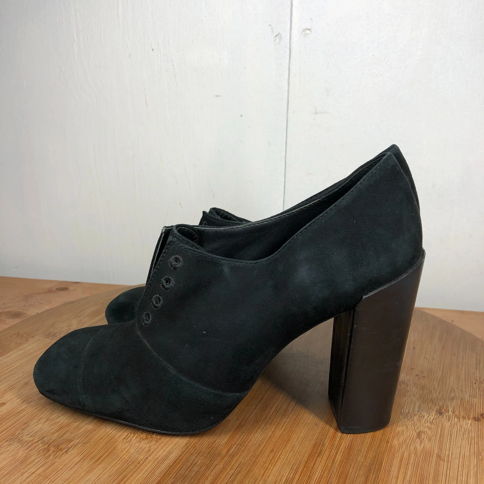 Scarpe Tory Burch donna 11 M Stella nere scamosciate tacco a blocco stivaletti alti carriera