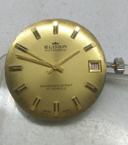 USED ELOGA ADAMATIC 450 AUTOMATIC WATCH 17J MOVEMENT FOR PARTS & REPAIRS