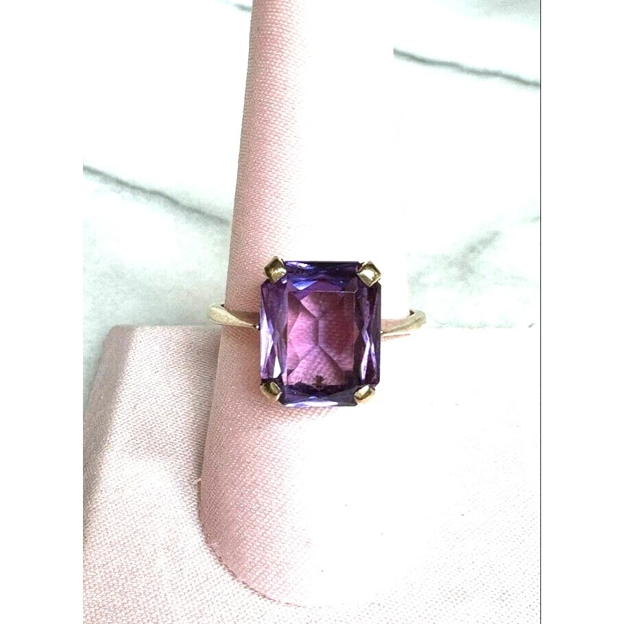ANILLO ORO AMARILLO Y ZAFIRO MORADO TALLA 8.5 CIELO Foto 2 de 4