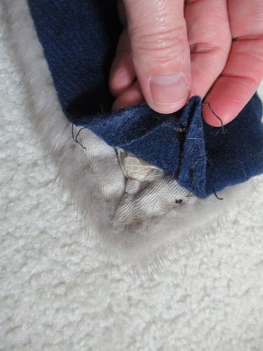40's 50's Vintage Navy Wool Light Gray Mink Fur Coat Neck Collar Piece 22 X 5 - Picture 7 of 12