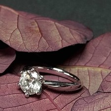 1 Carat Round Cut Diamond Engagement Ring IGI Lab Grown 14k White Gold E F VS