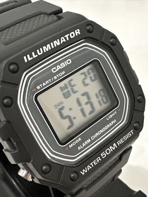 Casio W218H-8AV, Chronograph Watch, Gray Resin Band, Alarm, Illuminator