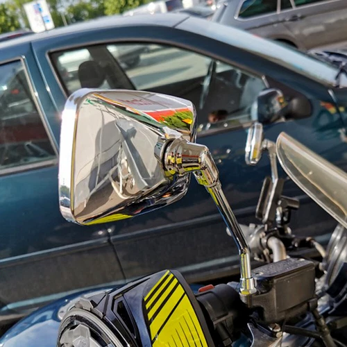 Chrome Motorcycle Rectangular Rearview Mirrors For Honda Suzuki Kawasaki 10mm - Picture 8 of 8
