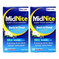 2 Pack Midnite Sleep Aid 30 Chewable Tablets Ea 60 Tablets