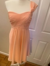 Davids Bridal Peach Chiffon strapless wedding dress gown sz 8
