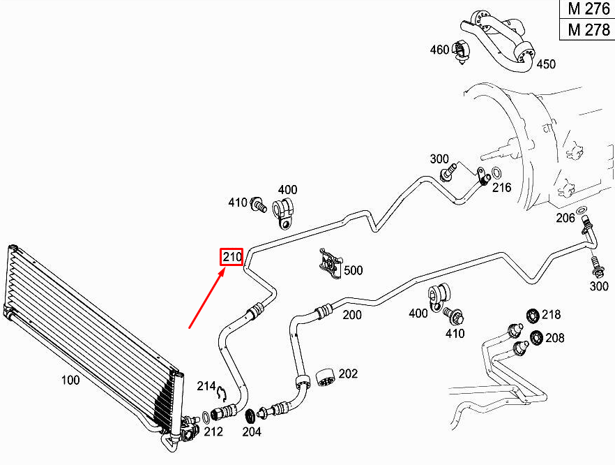 MERCEDES-BENZ SL R231 RH Transmission Cooling Oil Line A2312706201