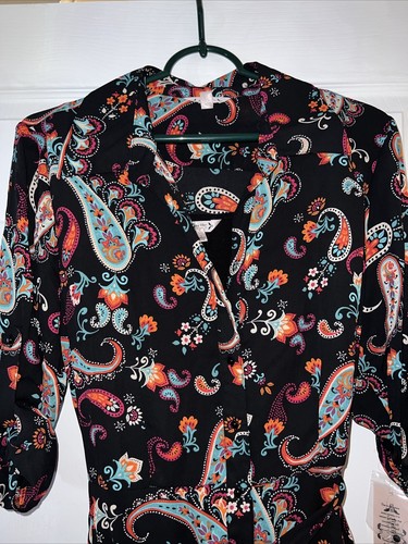 Natalie Lepore Dress Black Teal 088-3 Print - Picture 2 of 4