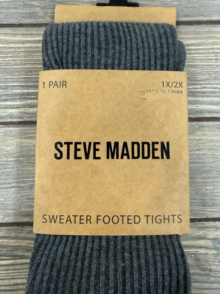 Steve Madden Suéter Medias con Pies 1X/2X Gris Acanalado 54"-60" 200-215lbs Foto 3 de 4