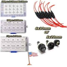 0.2A-20A Assorted Glass Fuses 5x20mm 6x30mm Box Fuse Quick Fast Acting Tube Kit