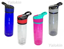 NEW Water Bottle w Automatic Opener Flip Top Straw & Loop, 24 Oz, 0.7L, BPA Free