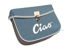 Vespa Piaggio Ciao Logo Saddle Bag, Blue/Grey/White- Per Piece