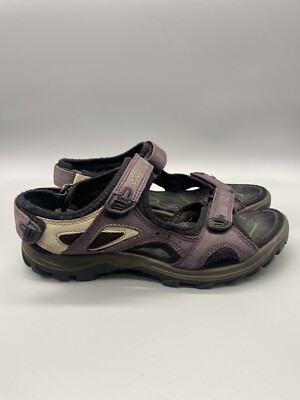 Ecco Sandal Womens 40 (US 9) Yucatan Sport Nubuck Leather, Strap, Black/ Purple