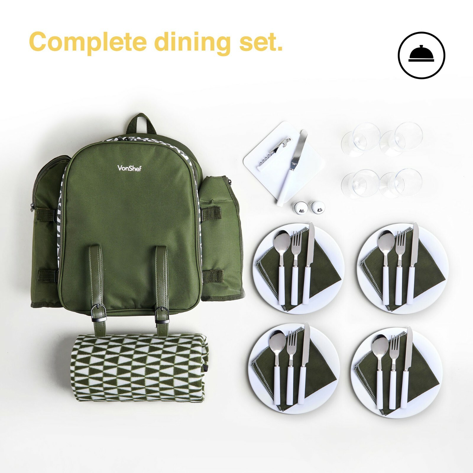 vonshef 4 person roll top picnic backpack