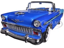 1956 CHEVROLET BEL AIR CONVERTIBLE BLUE 2-TONE 1/18 BY ROAD SIGNATURE 92128