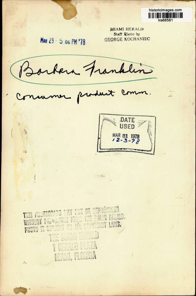 1978 Press Photo Barbara Franklin of Consumer Product Commission in Florida eBay