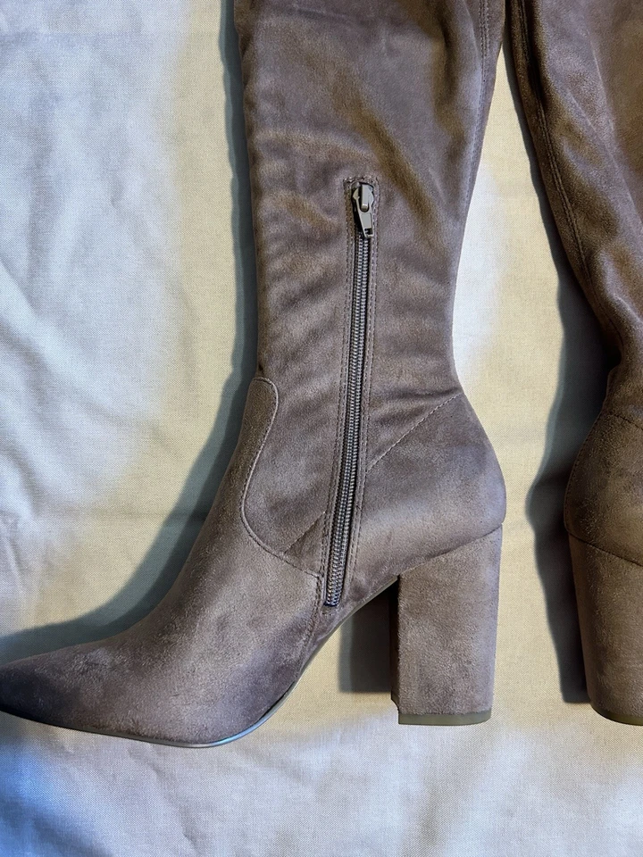Steve Madden Botas Taupe Gamuza Sobre la Rodilla Tacón Bloque Foto 2 de 4